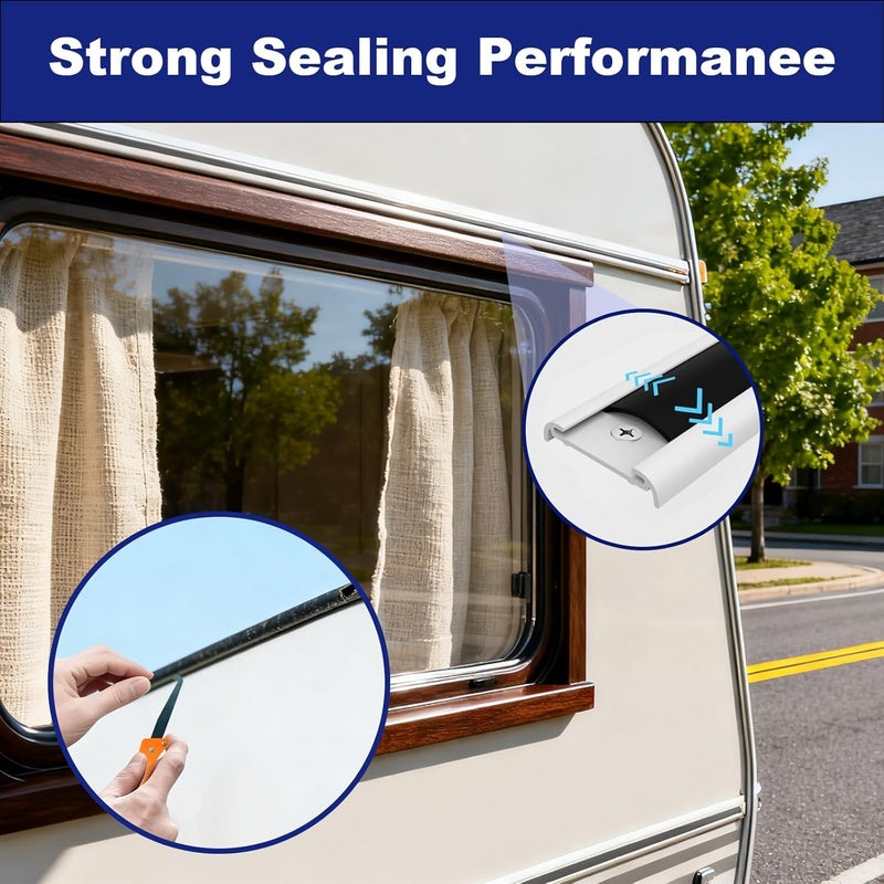 Mioyrxia 1" RV Vinyl Trim Molding Insert, 100FT RV Weather Stripping Exterior Screw Cover Trim Molding Exterior with Caulking Scraper, UV-Resistant RV Weather Stripping for Camper Travel Trailer - Image 4